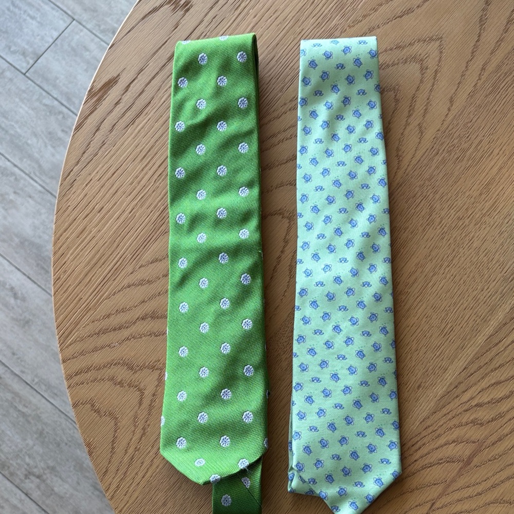 Brooks Brothers Green and Light Green Patterned Ties-2 for $20